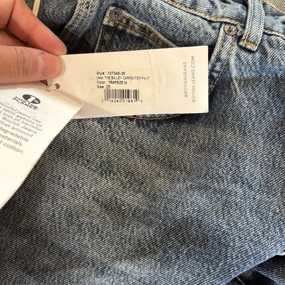 Boyish Blue Straight Leg Jeans with Gold Stitching - Picture 8 of 14